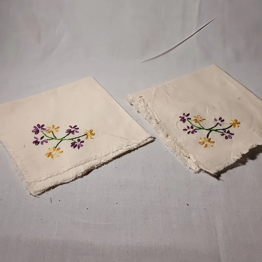 Handmade Embroidered Flowers Napkins Table Doily Arm Chair Covers